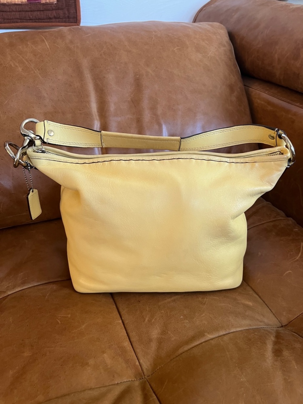 Coach Sarah Shoulder Bag Butter Yellow Leather Coach F13094